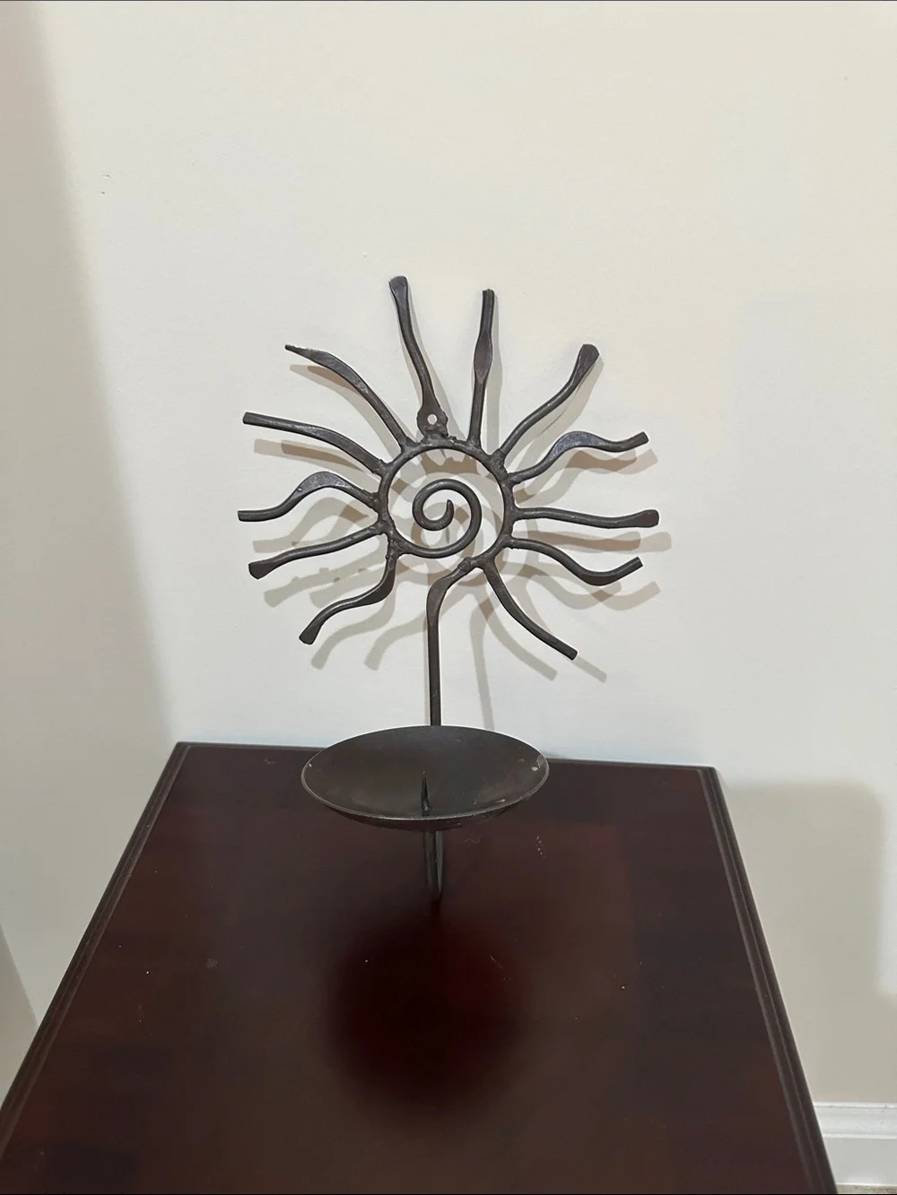 Wrought Iron Sunburst Candle Sconce in Dark Brown